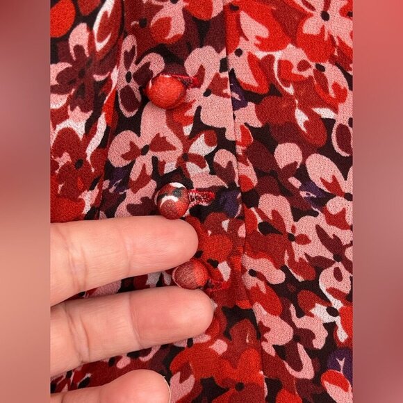 THE KOOPLES FLOWING RED DRESS WITH FLORAL MOTIF SIZE 0 - Picture 9 of 16